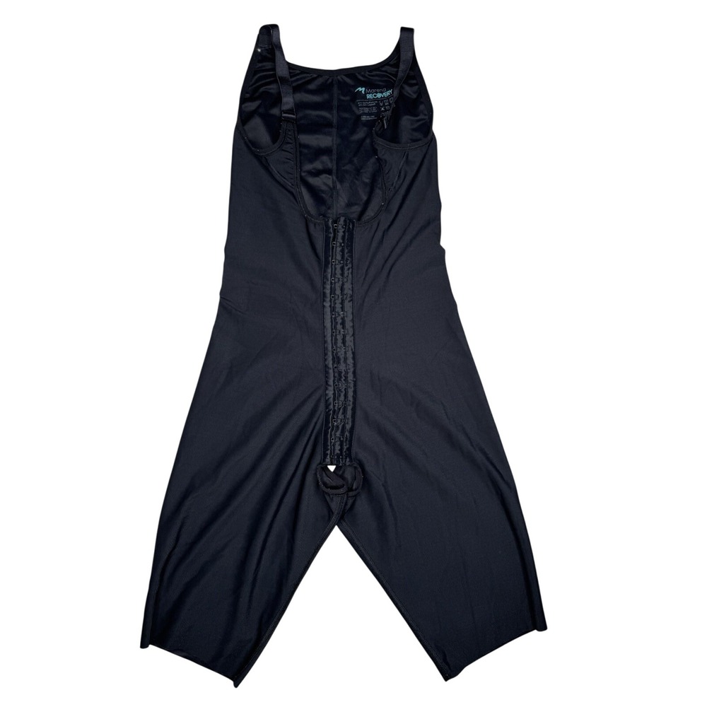 Marena Recovery Compression Bodysuit Post Surgery Open Crotch Thigh Black Medium